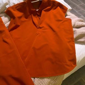 Burnt orange Figs scrub top